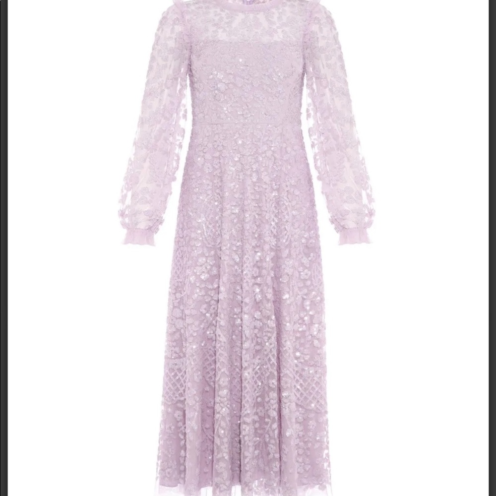 Needle & Thread London Seren Long Sleeve Ballerina Dress in Purple